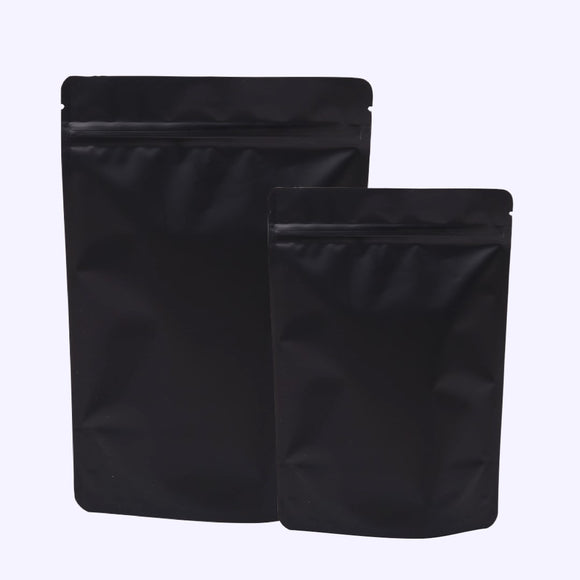 BLACK STAND-UP ZIPLOCK POUCHES