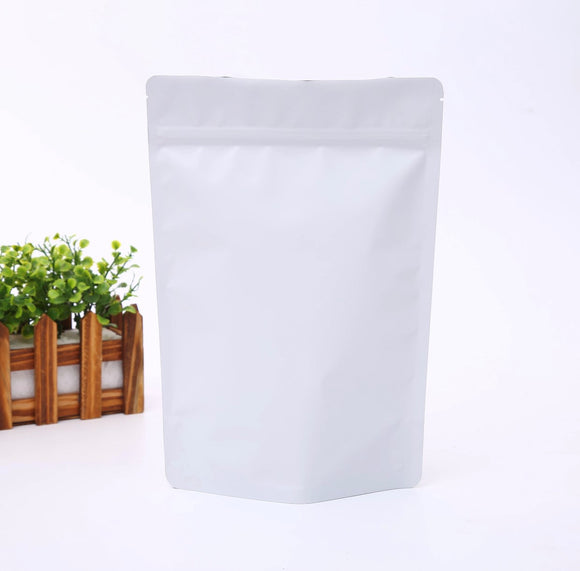 WHITE STAND-UP ZIPLOCK POUCHES